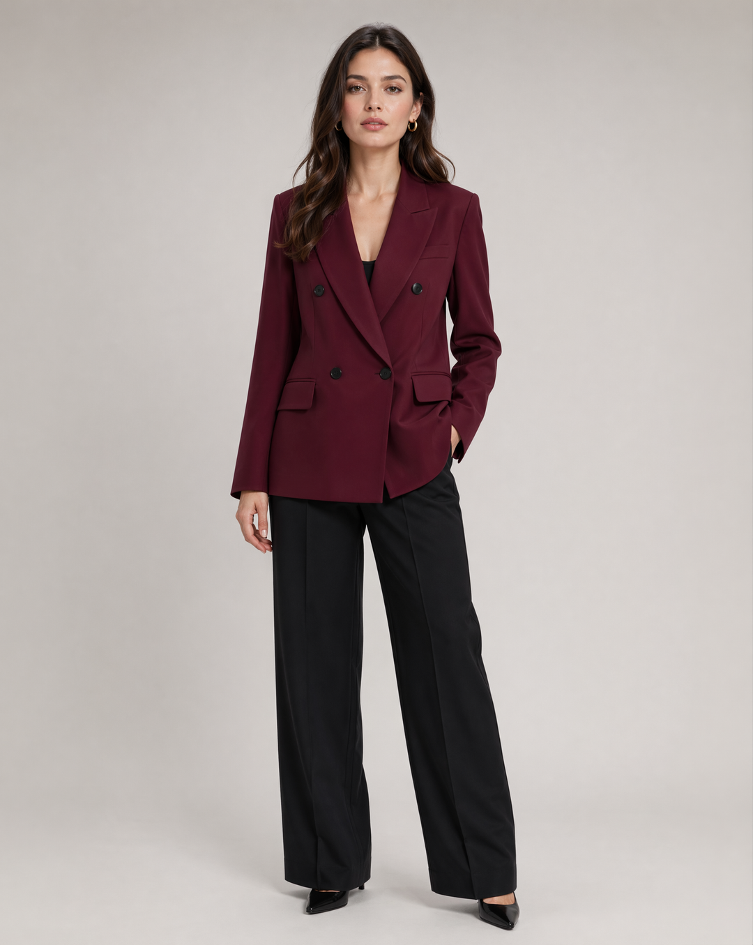 Burgundy Blazer – Tailored Oxblood Single-Button Jacket