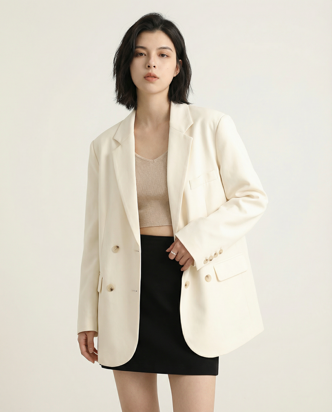 Chic Blazer – Elegant Solid Long Sleeve Office Coat