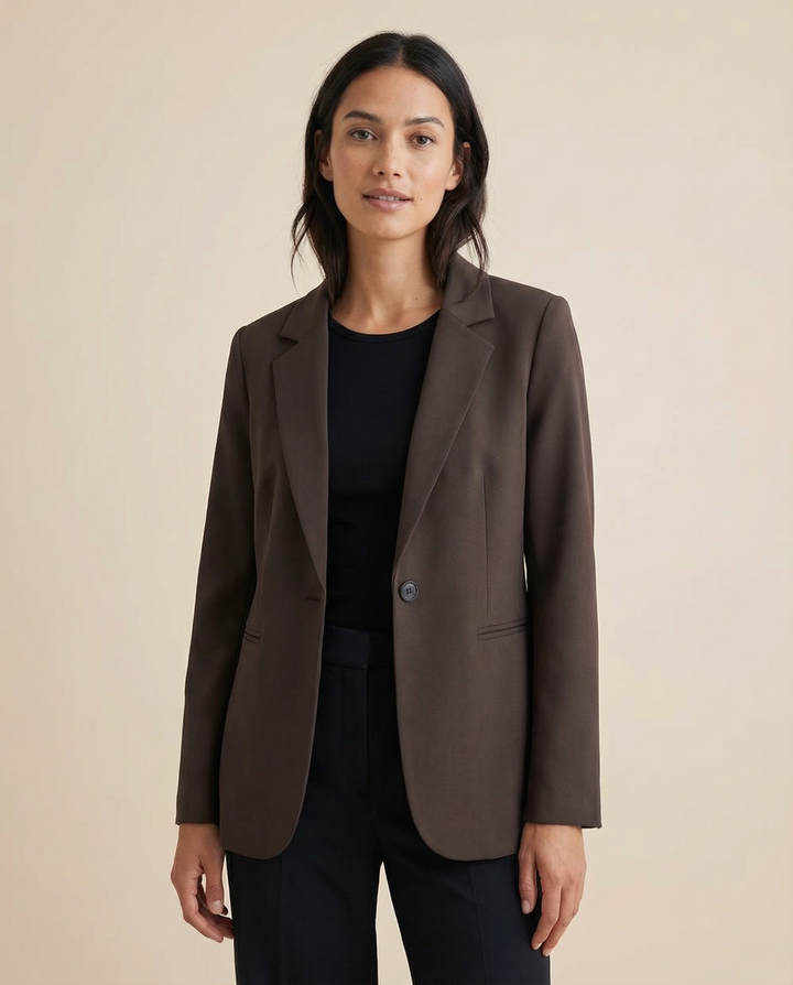 Korean Fashion Blazer – Tailored Dark Cocoa Brown Slim Fit Jacket