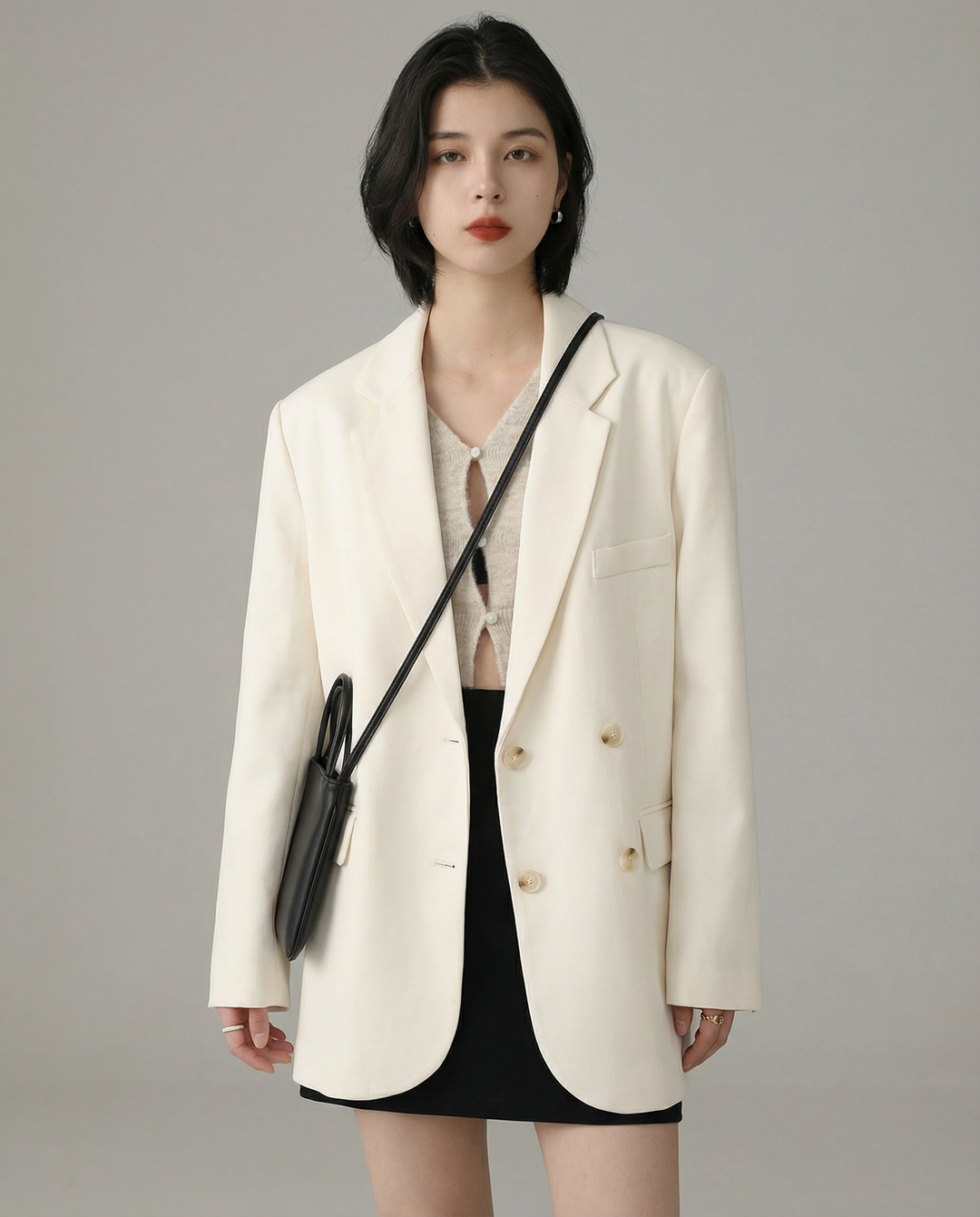 Chic Blazer – Elegant Solid Long Sleeve Office Coat