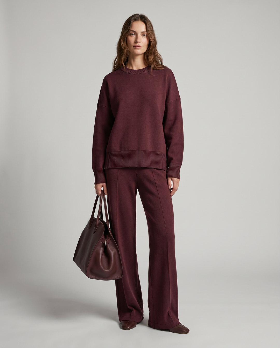 Women's Soft Knit Two-Piece Co-ord Set with Long Sleeves