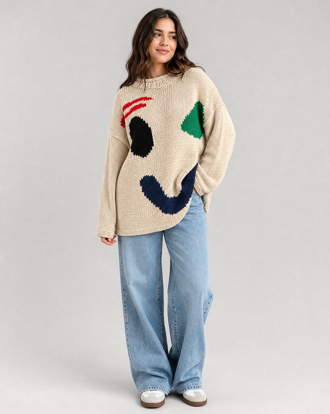 Oversized sweaters with smiley face design