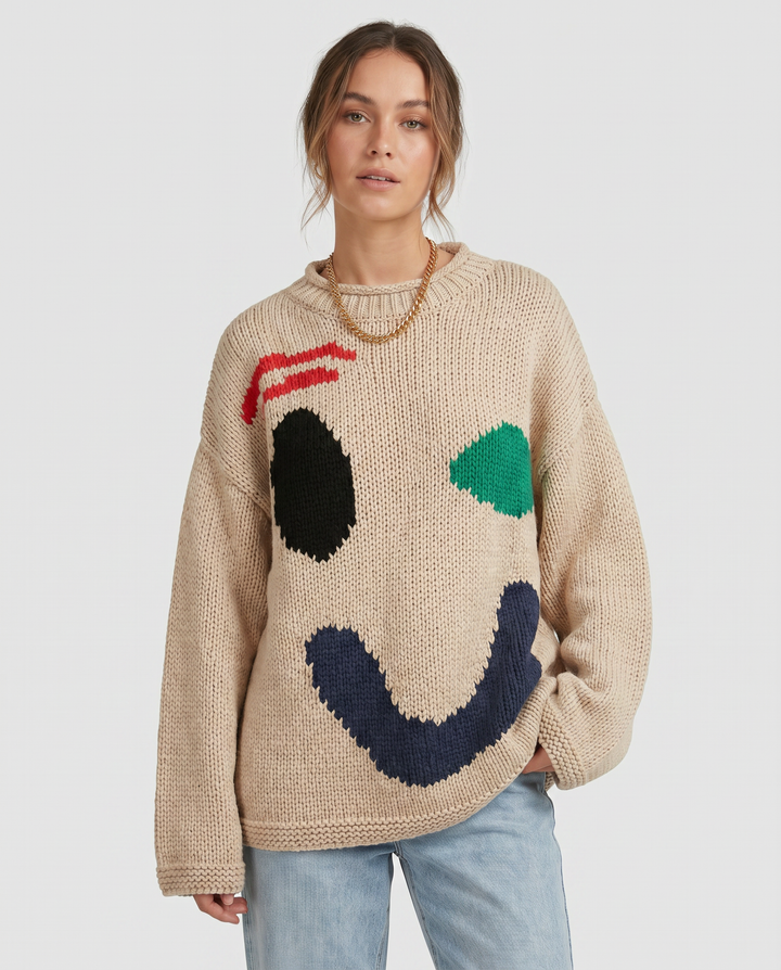 Oversized sweaters with smiley face design