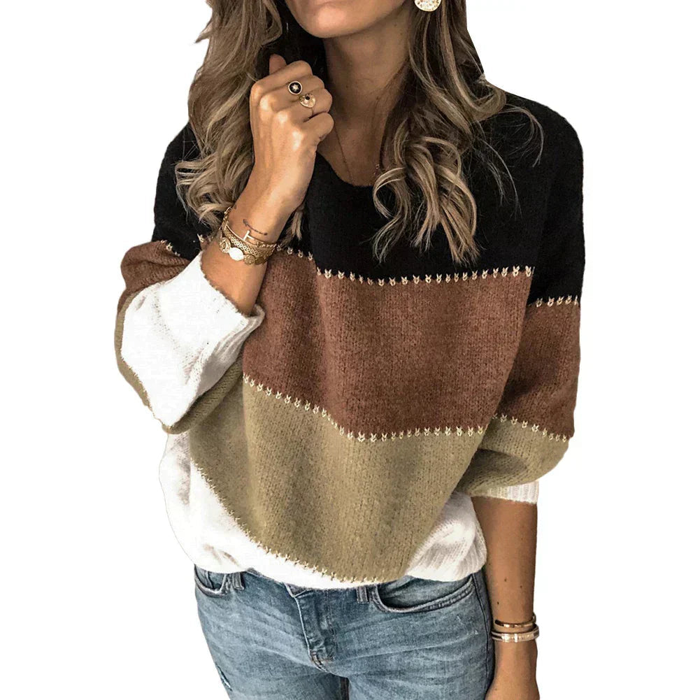 Spring Colorblock Knit Sweater for Women — Modern Style