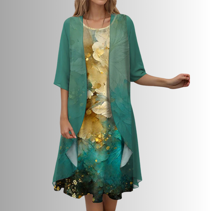 Women's Floral Print Two-Piece Top and Skirt Set