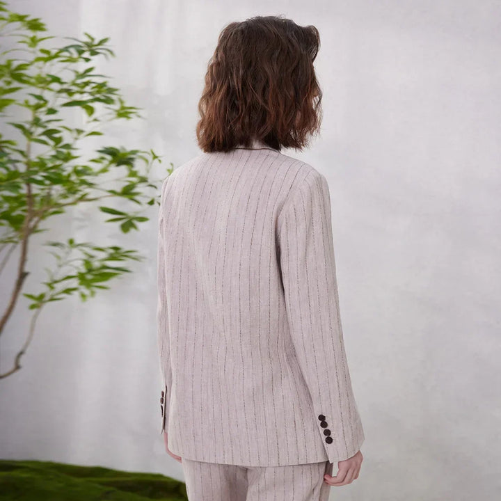 Linen Blazer Suit – Stylish Stripe Design for Chic Office Attire