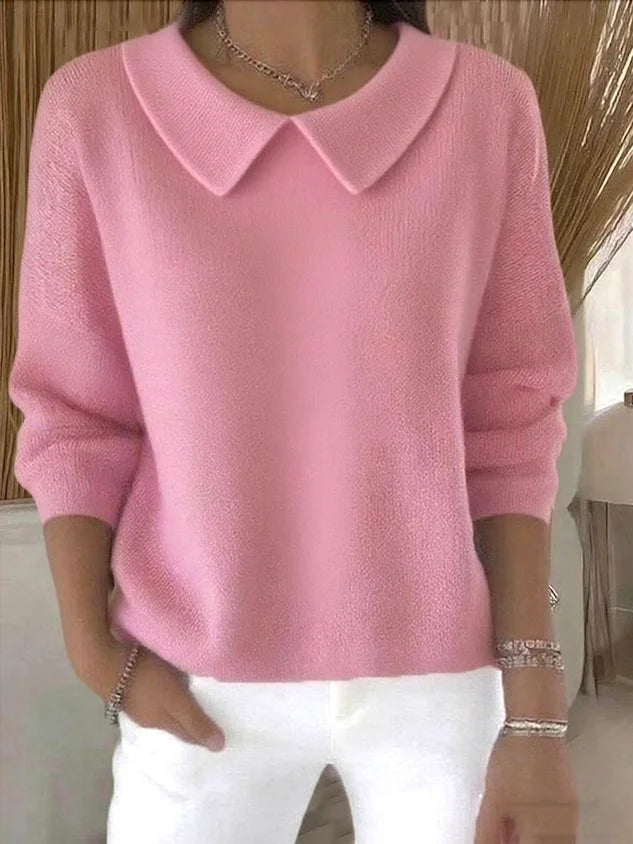 Classic Relaxed Knit Pullover Sweater for Women