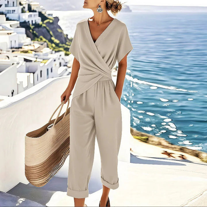 Women's Elegant Long Sleeve Top and Wide Leg Trouser Two-Piece Set