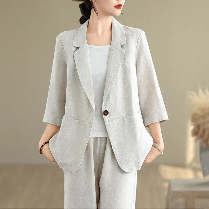 Women's Blazer – Lightweight Cotton Linen Design for Casual and Elegant Outings