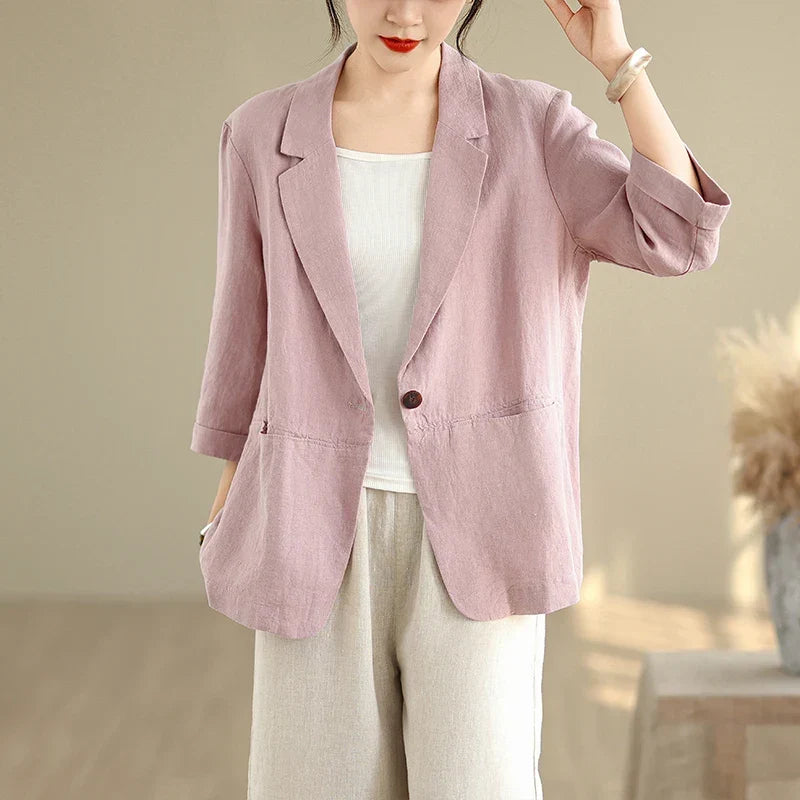Women's Blazer – Lightweight Cotton Linen Design for Casual and Elegant Outings