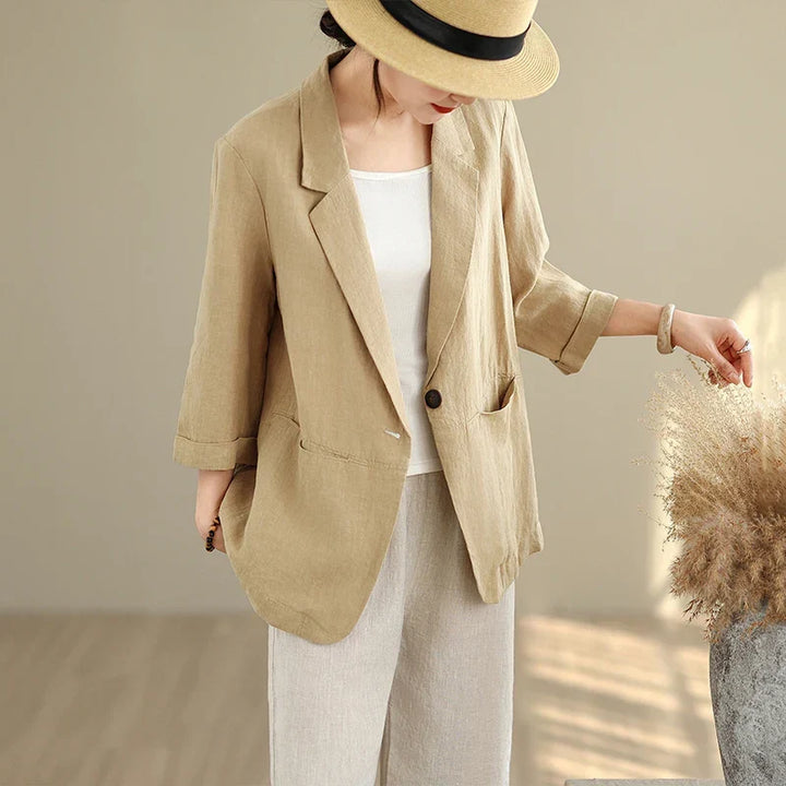 Women's Blazer – Lightweight Cotton Linen Design for Casual and Elegant Outings