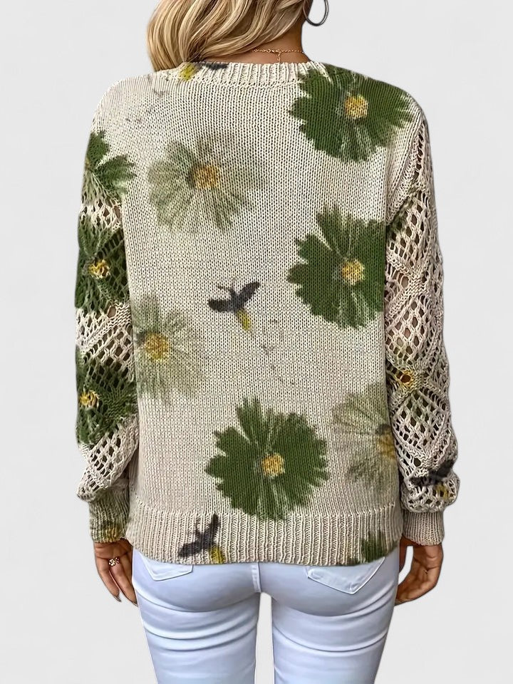 Floral Print Lightweight Knit Pullover Sweater