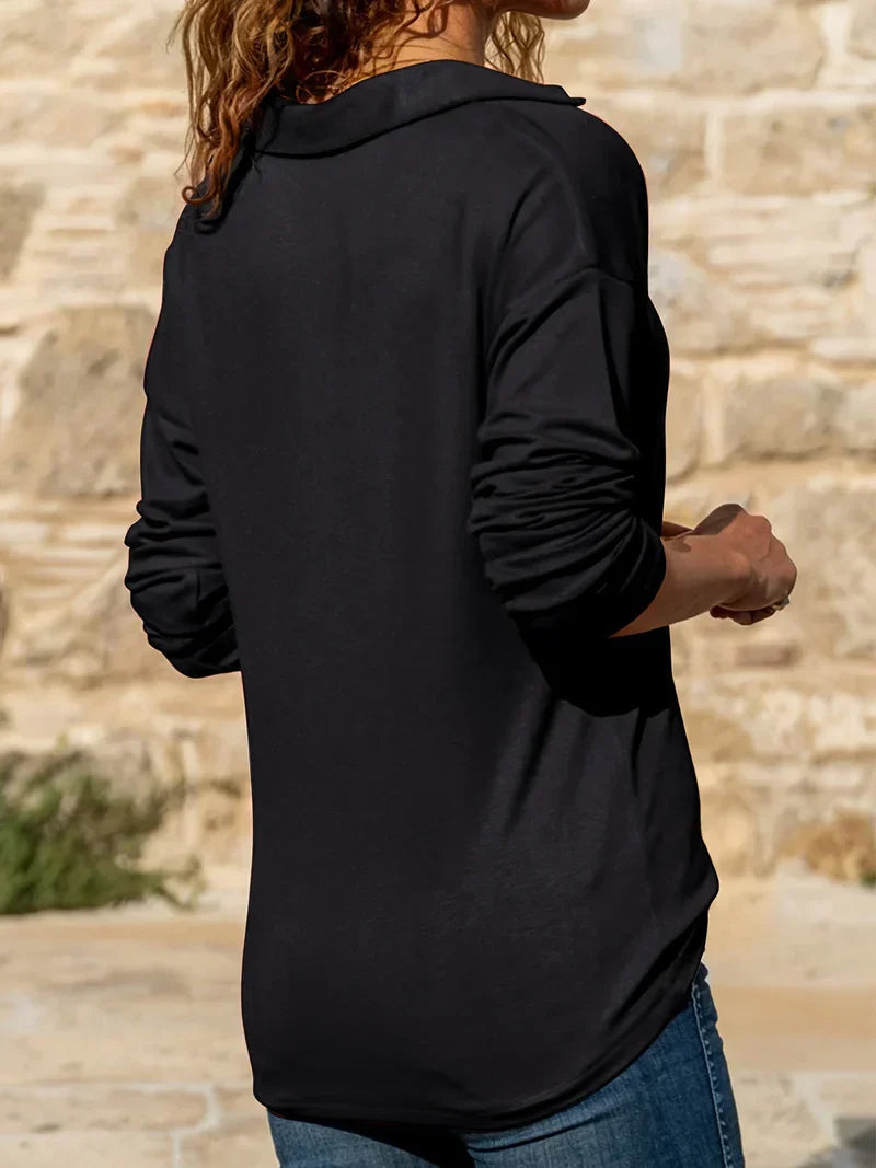 Ribbed Half-Zip Pullover Sweater for Women