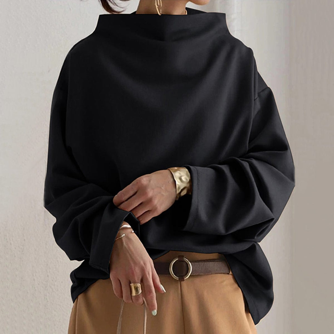 Soft Knit High Neck Top with Relaxed Fit