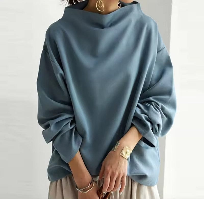 Soft Knit High Neck Top with Relaxed Fit