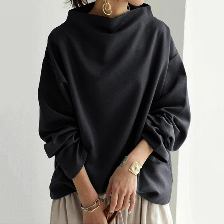 Soft Knit High Neck Top with Relaxed Fit
