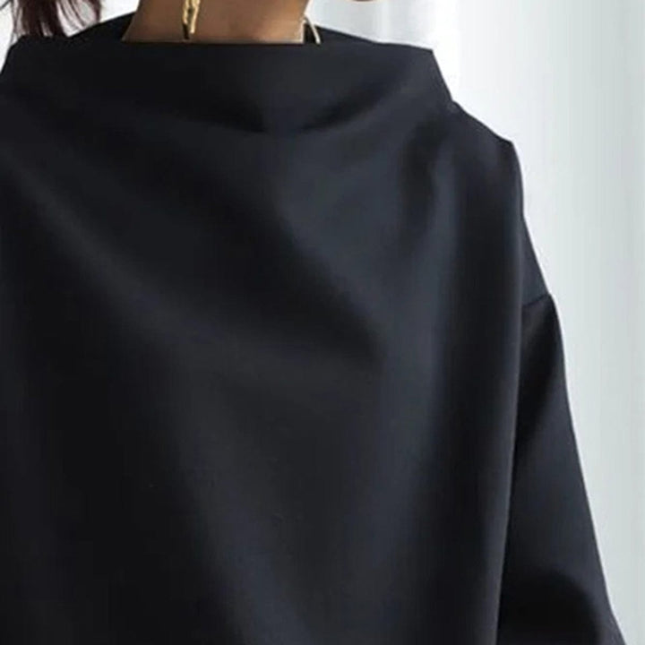 Soft Knit High Neck Top with Relaxed Fit
