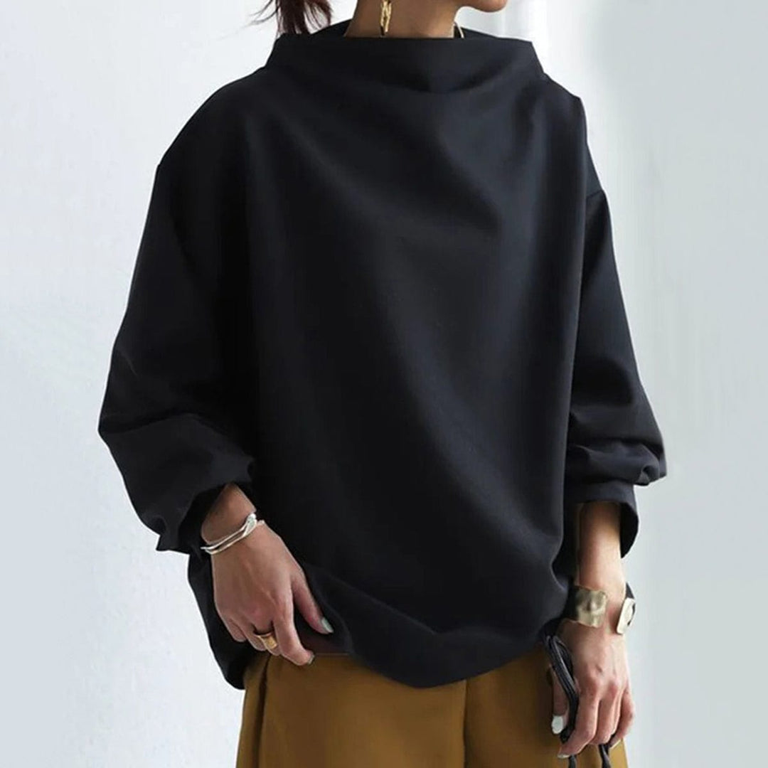 Soft Knit High Neck Top with Relaxed Fit