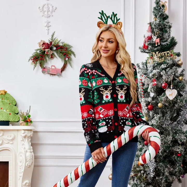 Women's Merry Xmas Holiday Knitted Cardigan Sweater