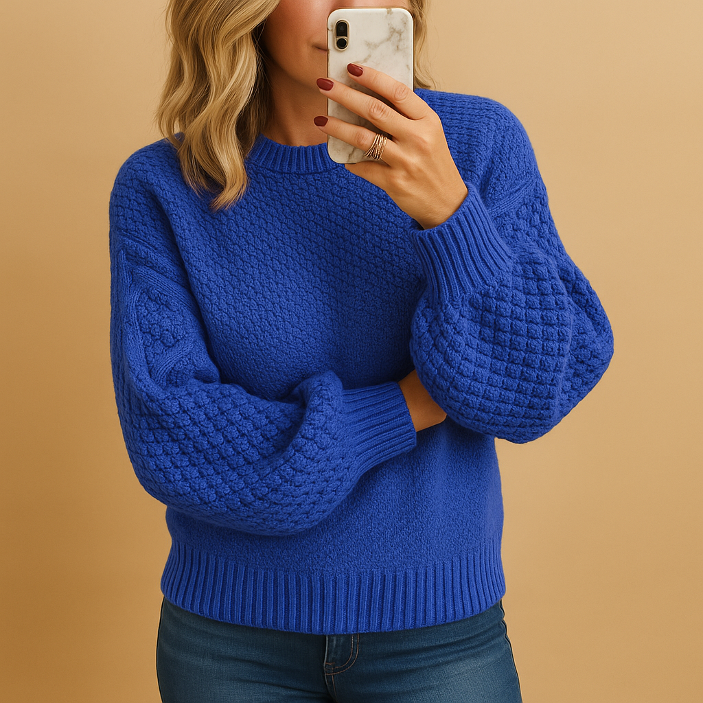Textured Knit Pullover Sweater for Women — Cozy Fit