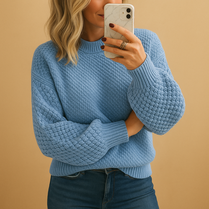 Textured Knit Pullover Sweater for Women — Cozy Fit