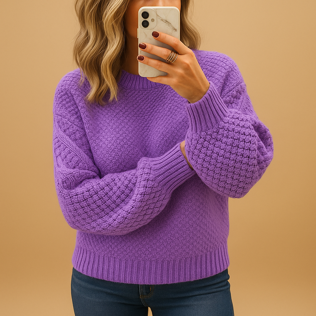 Textured Knit Pullover Sweater for Women — Cozy Fit