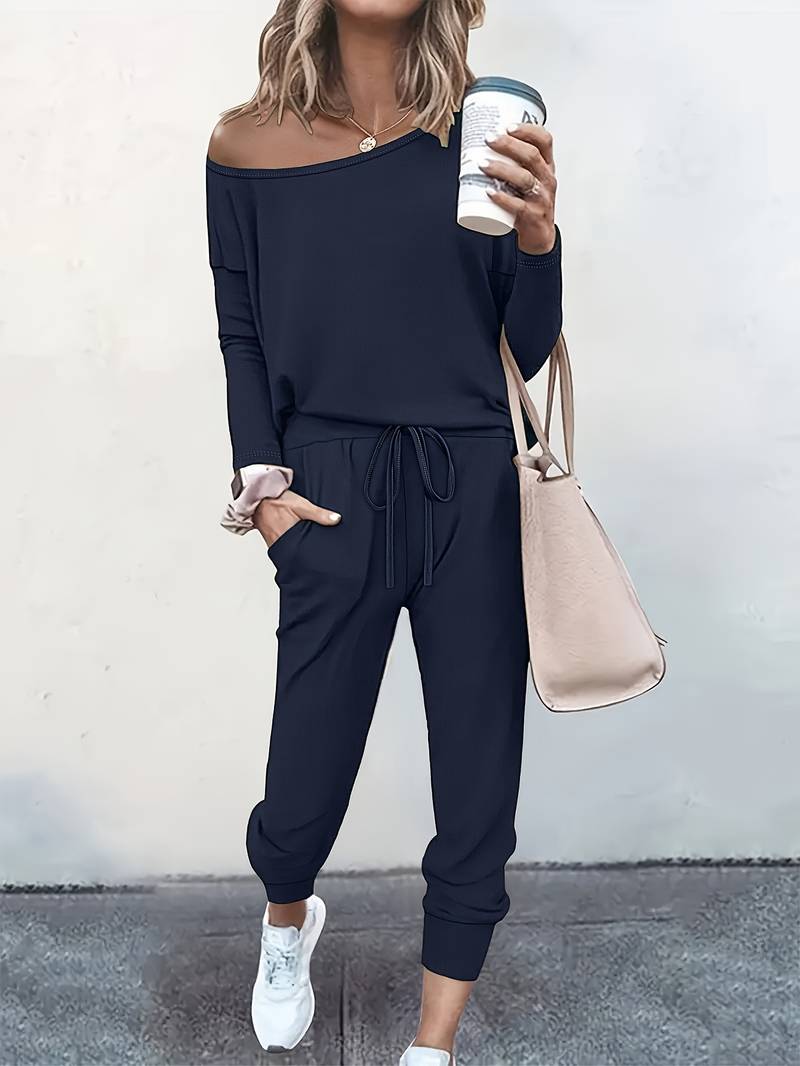 Women's Effortlessly Chic Two-Piece Top and Trouser Set