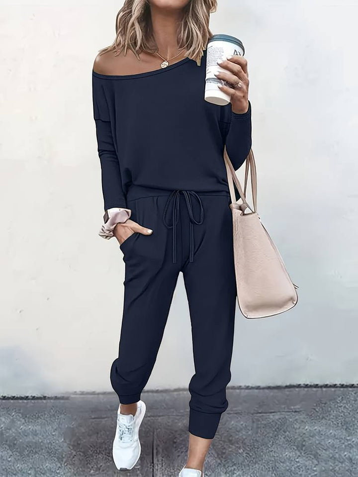 Women's Effortlessly Chic Two-Piece Top and Trouser Set
