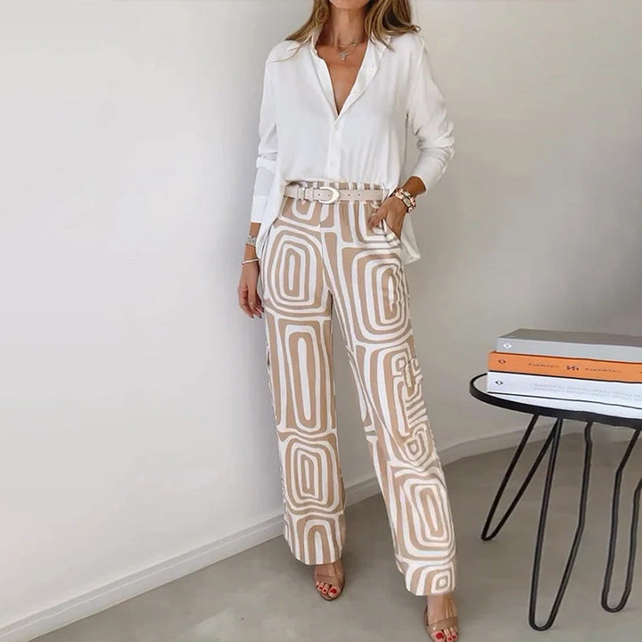 Women's Sophisticated Two-Piece Top and Trouser Coordinated Set