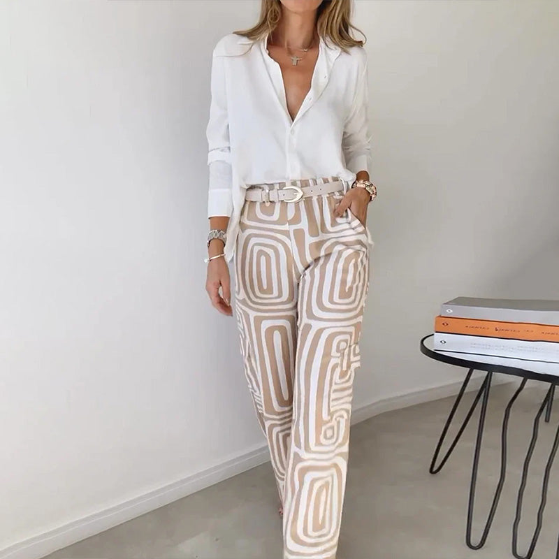 Women's Sophisticated Two-Piece Top and Trouser Coordinated Set