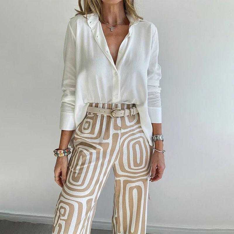 Women's Sophisticated Two-Piece Top and Trouser Coordinated Set