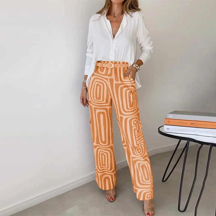 Women's Sophisticated Two-Piece Top and Trouser Coordinated Set