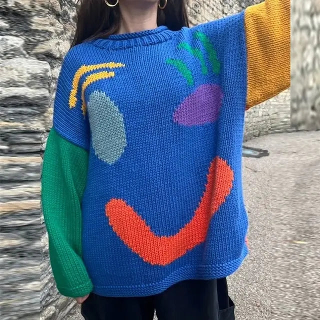Oversized sweaters with smiley face design