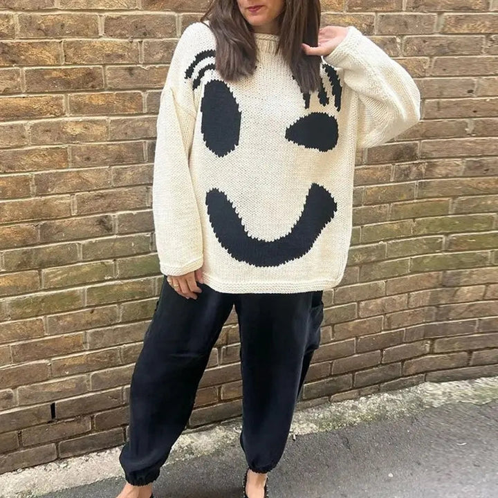 Oversized sweaters with smiley face design