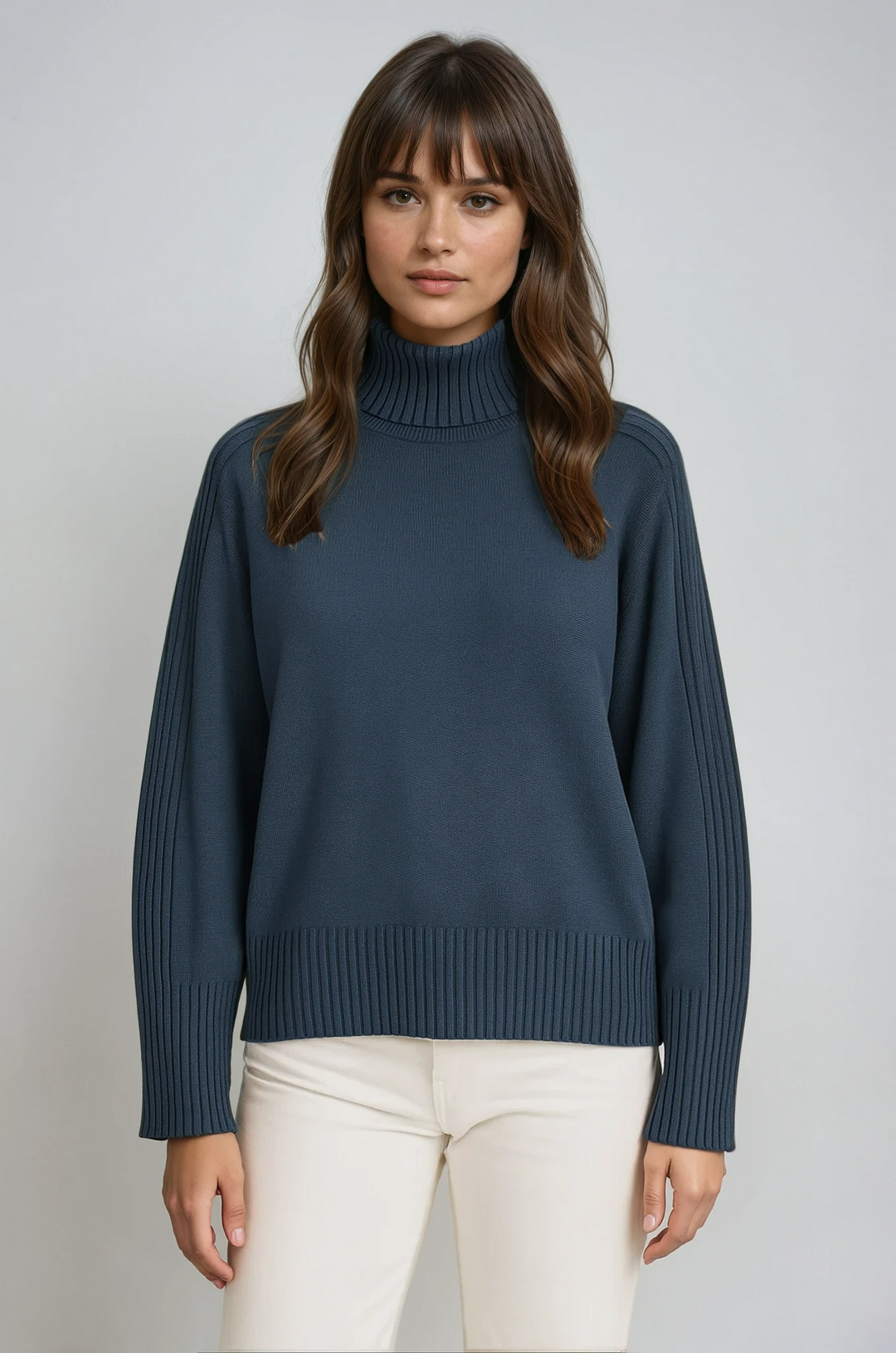 Ribbed Mock Neck Knit Sweater