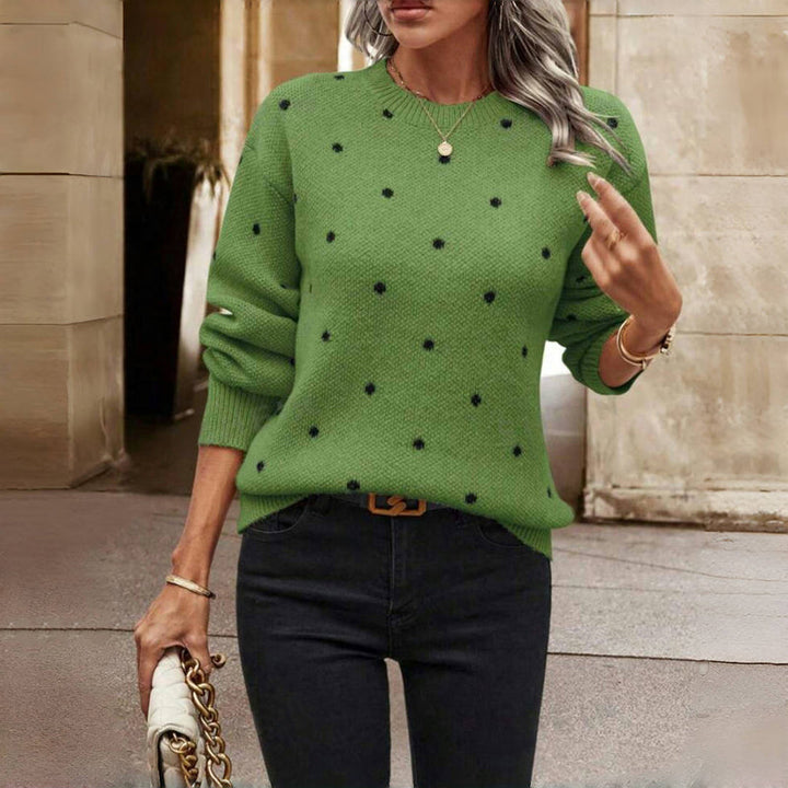 Cosy Polka Dot Knit Pullover Sweater for Women