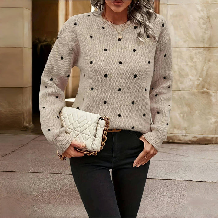 Cosy Polka Dot Knit Pullover Sweater for Women