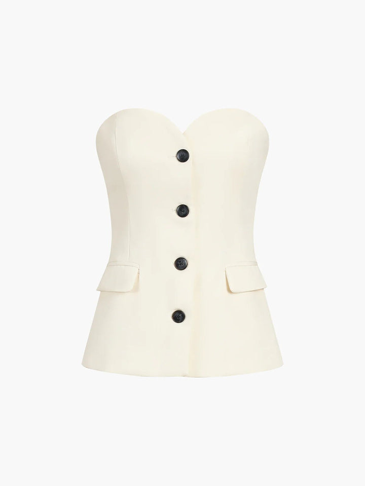 Elegant Strapless Tube Top With Wide Pants Set