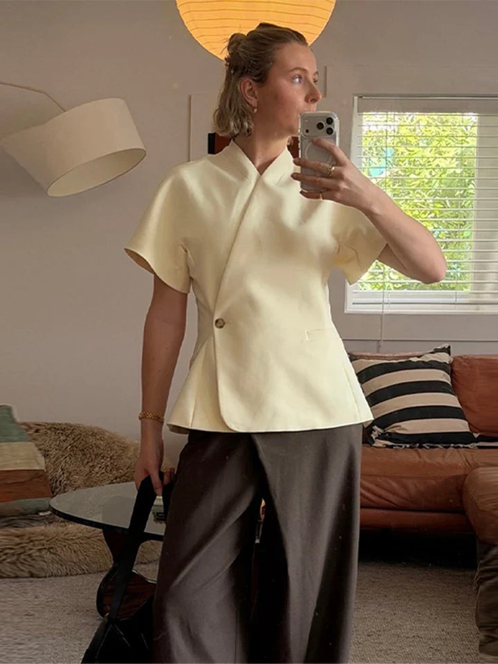 Spring Blazer Coat – V-Neck Design for Effortless Style