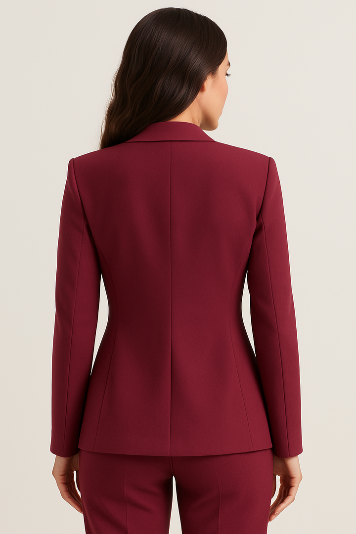 Wine Red Slim-Fit Blazer – Single-Button Tailored Jacket