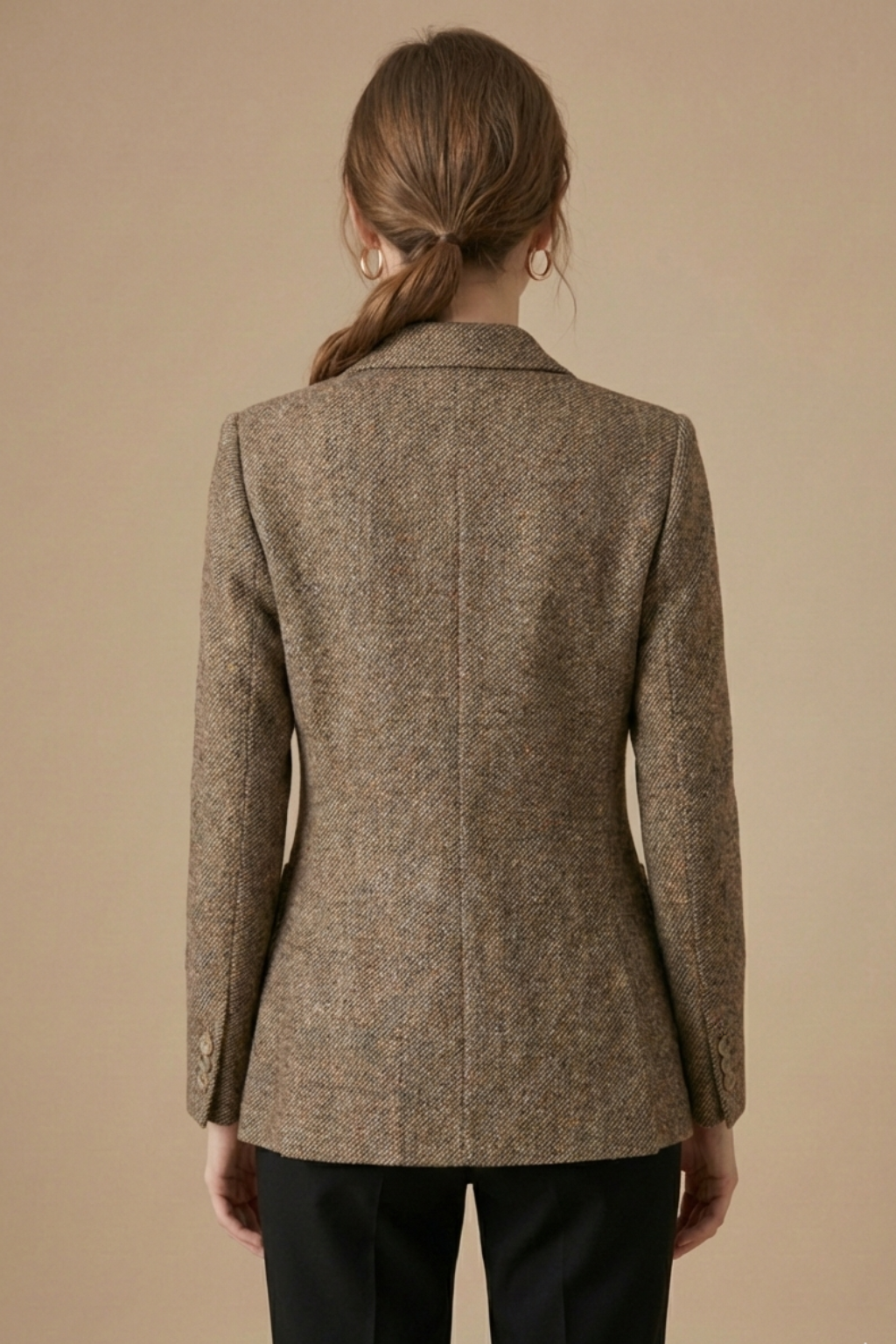 Single-Button Blazer Jacket – Notch Lapel Wool Coat