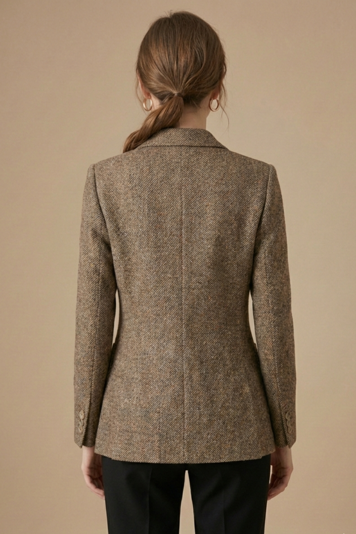 Single-Button Blazer Jacket – Notch Lapel Wool Coat