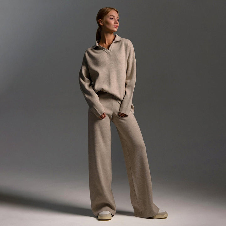 Women's Knitted Sweatshirt and Joggers Tracksuit Two-Piece Set