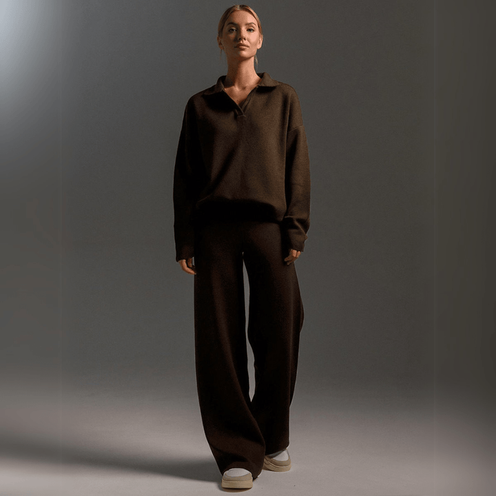 Women's Knitted Sweatshirt and Joggers Tracksuit Two-Piece Set